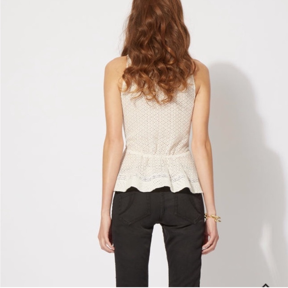 Maje ivory Larissa lace peplum tank top eyelet tank top sleeveless - Picture 3 of 7